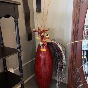 35" Decorative Red Vase