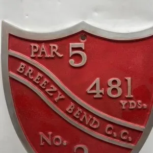 Vintage Breezy Bend Cast Aluminum Golf course sign