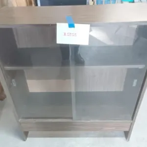 Brown Wood Sliding Door Display Cabinet