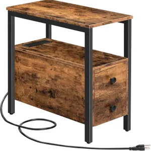 NEW $90 Wooden End Table with Charging Station