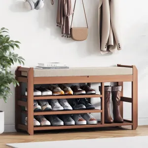 NEW $120 (39.4")  Bamboo Shoe Bench with Cushion