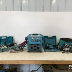 Makita Compressor, Plate Jointer, Jig Saw, Router
