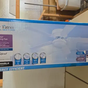 Patriot lighting, new inbox ceiling fan with light kit