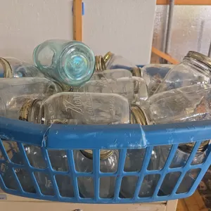 Assorted canning jars.