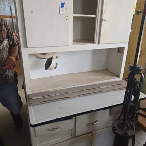 Vintage white hoosier style cabinet