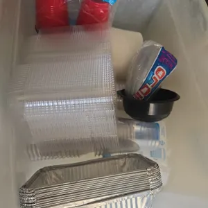 To  go food containers in plastic storage tote