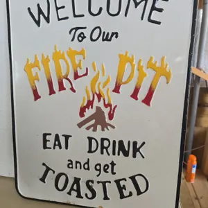 Welcome to our fire pit metal sign