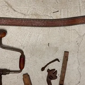 Tooled Leather Belt & Vintage Hand Tools