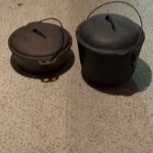 Pair of Vintage Cast Iron Dutch Ovens