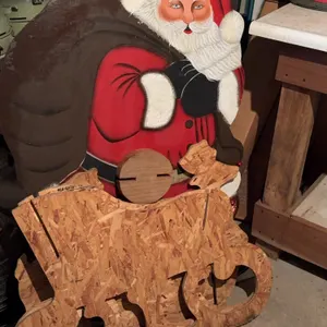 Hand-Painted Wooden Santa Yard Decoration