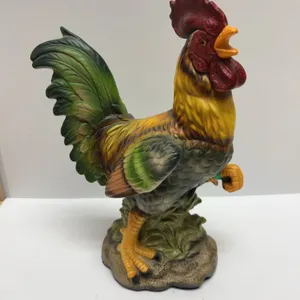 Hand-Painted Ceramic Rooster Figurine with Vivid Detailing