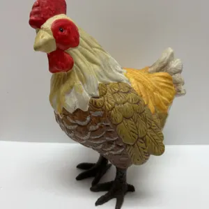 Hand-Painted Ceramic Hen Figurine with Detailed Feathers and Realistic Coloring