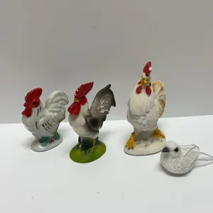 Three Ceramic Rooster Figurines