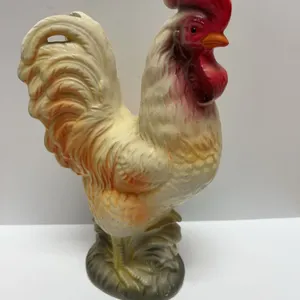 Hand-Painted Ceramic Rooster Bank, 11-Inch Figure with Detailed Plumage