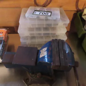 Lot - 5" Bench Vice, Assorted Hardware Kits *Located at Spruce Grove location.