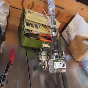 Lot - (3) Fishing Rods, Tackle Box *Located at Spruce Grove location.