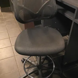Mesh back cushioned adjustable office chair and cushioned metal base stool