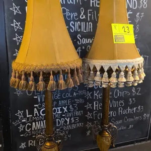 Metal vintage lamps with fabric tassel shades