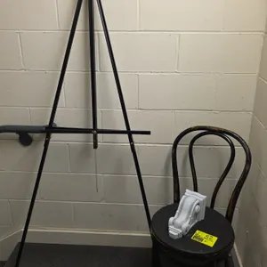 Wood chair and sign stand