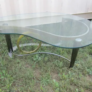 Metal And Glass Top Pear-Shaped Coffee Table