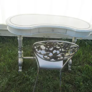 Unique Wood/Metal Desk And Chair Set
