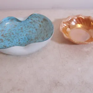 Blown Glass Serving Bowl And Marigold Glass Bowl