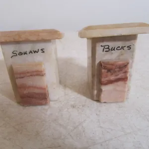 Unique Stone "Bucks And Squaws" Colorado Salt & Pepper Shaker Set
