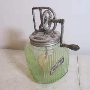 Vintage Green Depression Glass Butter Churning Jar