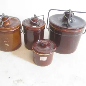 Set Of (4) Stoneware Containers