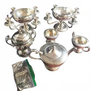 Rogers Silverplate Tea Set, Candlesticks, and Collector Spoons