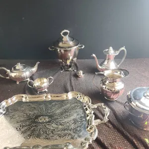 Silver-Plated 7-Piece Tea and Coffee Service Set with Tray