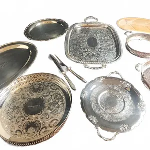 Silver Plate Trays, Servingware, and Carving Set
