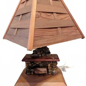 Wood and Stone Fireplace Table Lamp