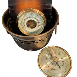 Brass Barometers with Brass Heart Motif Planter
