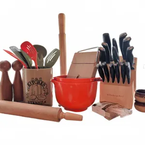 Kitchen Lot With KitchenAid Knife Set, Utensils, Dansk Bowls, and Accessories