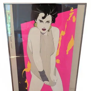 Patrick Nagel Framed Print with Glass, Chromed Metal Frame