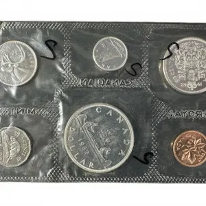 1962 Canadian Uncirculated Coin Set With .800 Silver Dollar
