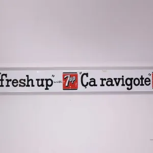 Vintage metal and porcelain "Fresh-up with 7UP" 31 1/2" L X 3" W