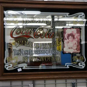 Framed Coca-cola advertising mirror 21"H X 27 1/2" W