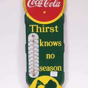 Vintage metal and porcelain Coca-Cola thermometer (fahrenheit) 18" H X 5 1/2"