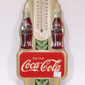 Vintage metal and porcelain Coca-Cola thermometer ( fahrenheit) 15 1/2" H X 7" W