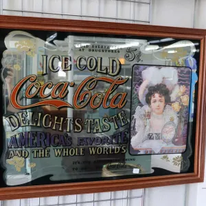 Framed Coca-Cola mirror, 27" X 37"
