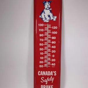 Vintage metal and porcelain "American Brakeblok" thermometer (fahrenheit) 35 1/2" H X 8 1/4"W