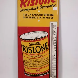 Vintage metal and porcelain Rislone Motor Oil thermometer (fahrenheit) 25 1/4" H X 10" W