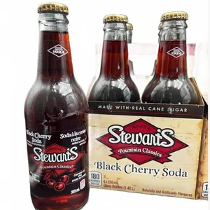 Lot of 2 - Stewart's Black Cherry Soda 4-Pack Bottles x 355ml