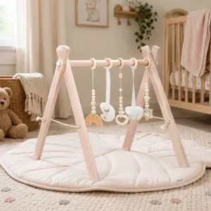 Comfy Cubs Wooden Baby Play Gym, Blush