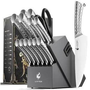 LIVTEK Milky Way 15-Piece Set German High-Carbon Stainless Steel with Built-in Sharpener - Full Tang