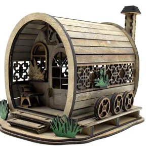 Hand-Made Wood Fairy Wagon Decor 7” x 9” x 7.5”