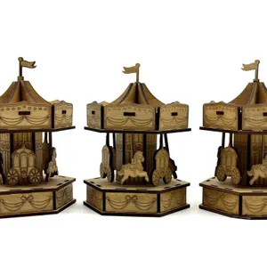 Hand-Made Wood Carousel Decor 5”