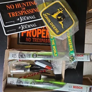 2 boxes; JD Decal, Wiper blades, License Plate Cov